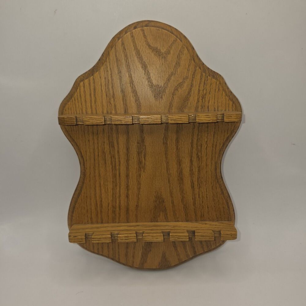 VTG Wood Souvenir Spoon Display Rack Northshore Wood Products Solid Oak 12 Slot